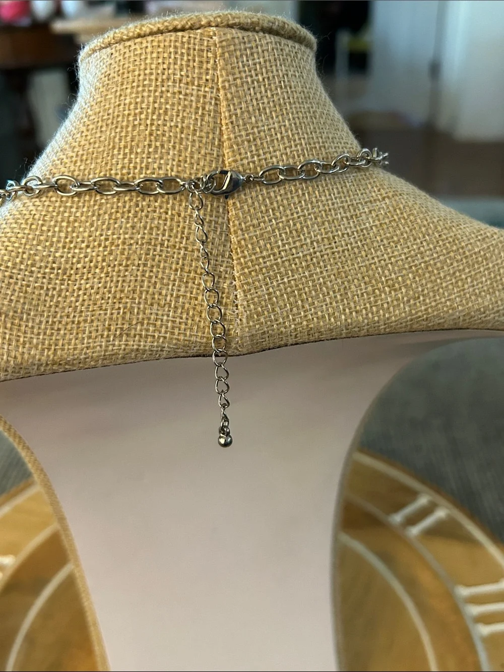 Statement Silver-Tone textured Circle Pendant Necklace - Women Jewelry